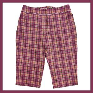 Plaid Capri Golf Pants by Tail White Label Activewear Purple/Orange Women's 14